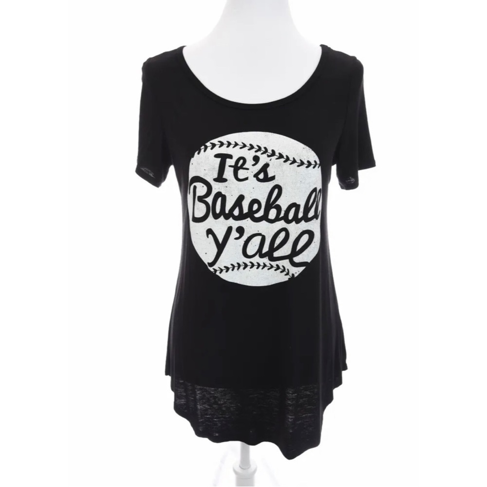 Zutter USA "It's Baseball Ya'll" Black White Graphic T-Shirt Tee Womens Sz M